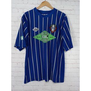 Vintage Soccer Jersey JERZEES Sport 90s VTG Striped Blue Adult Size XL